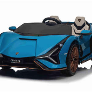 Lamborghini Sian, 2-persoons 24 volt elektrische kinderauto met rubberen banden, leder zitje en meer