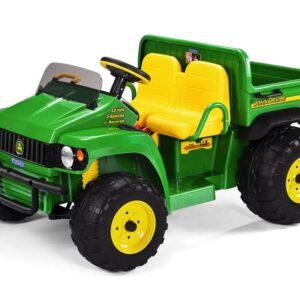 John Deere 12 volt elektrische kinder tractor met werkende graafarm en kantel bak duits engels frans vertaling