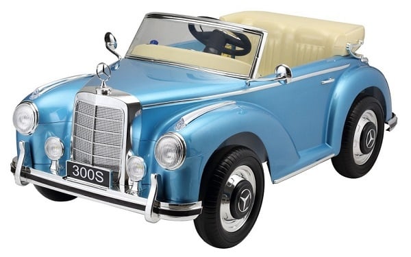 Mercedes 300S classic, 12 volt elektrische kinderauto met rubberen banden!