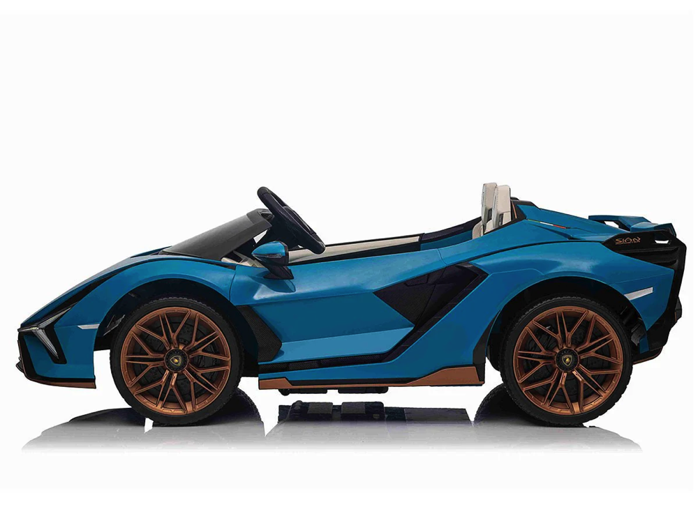 Lamborghini Sian, 2-persoons 24 volt elektrische kinderauto met rubberen banden, leder zitje en meer - Afbeelding 2