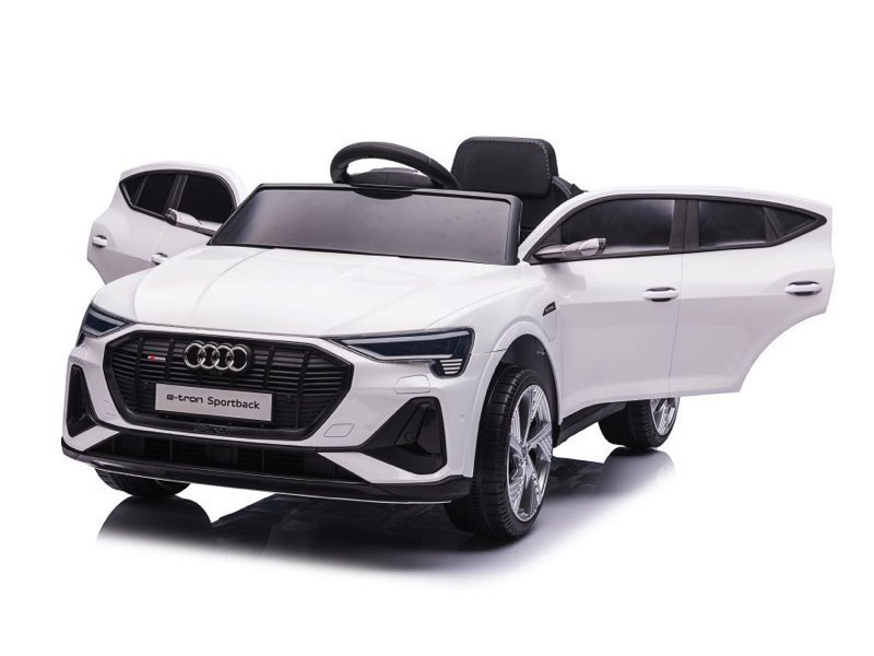 Audi e-tron ,12 volt elektrische kinderauto met rubberen banden, leder zitje en meer! - Afbeelding 2