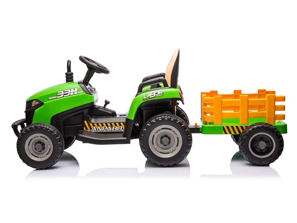 Tractor + aanhanger, 2 x 12 volt motoren, elektrische kindertractor + aanhanger. - Afbeelding 2