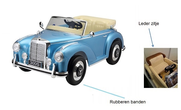 Mercedes 300S classic, 12 volt elektrische kinderauto met rubberen banden! - Afbeelding 2