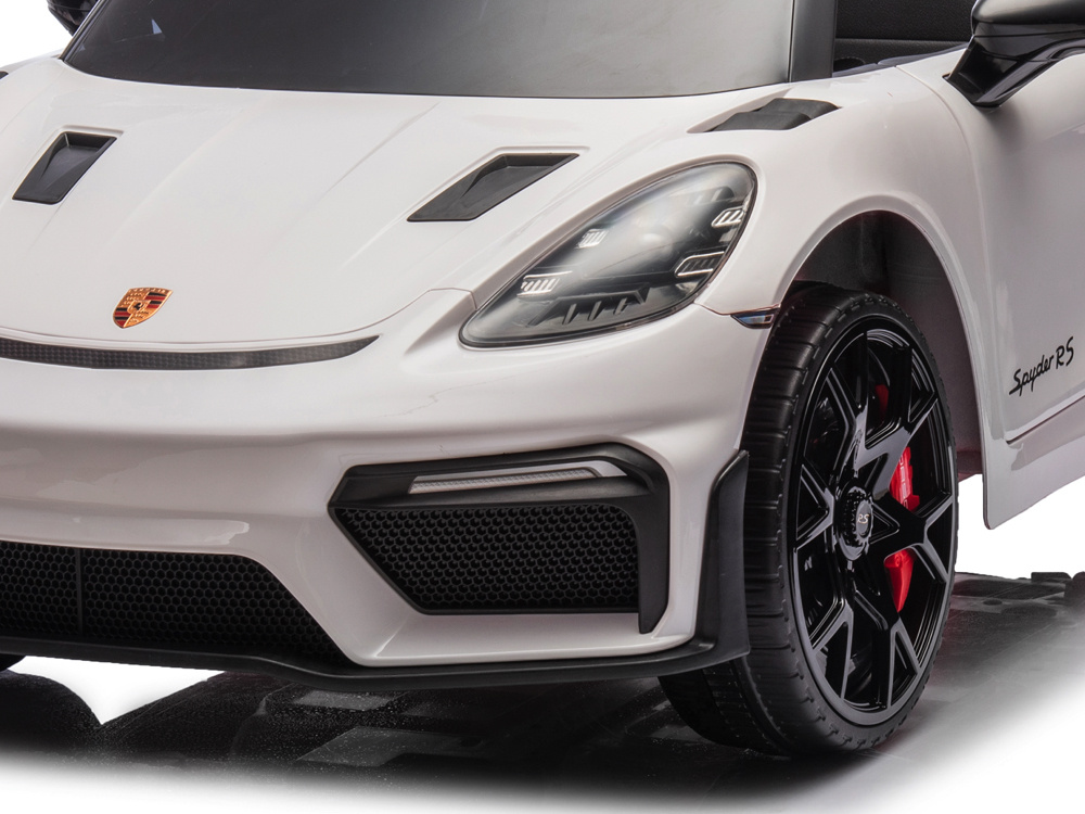 Porsche Spyder RS, 12 volt Kinder Accu Auto, rubberen banden, leder zitje en meer! - Afbeelding 11