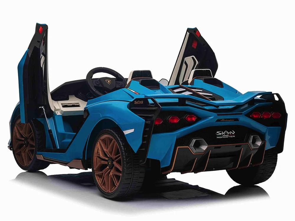 Lamborghini Sian, 2-persoons 24 volt elektrische kinderauto met rubberen banden, leder zitje en meer - Afbeelding 3