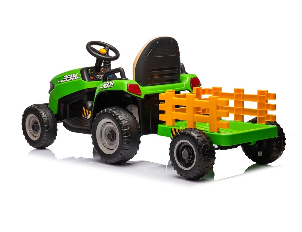 Tractor + aanhanger, 2 x 12 volt motoren, elektrische kindertractor + aanhanger. - Afbeelding 3