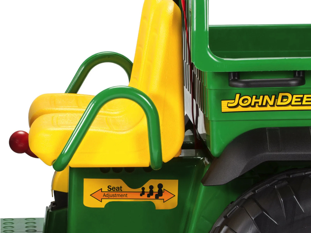 John Deere 12 volt elektrische kinder tractor met werkende graafarm en kantel bak duits engels frans vertaling - Afbeelding 4