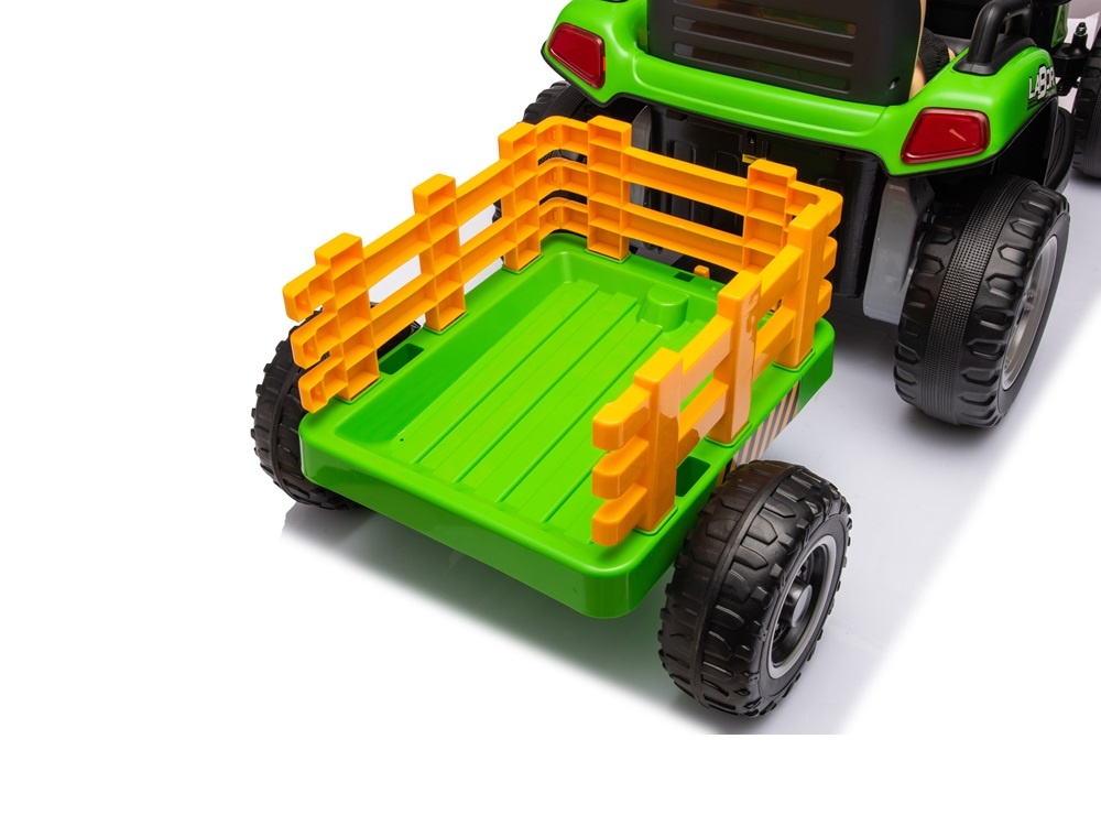 Tractor + aanhanger, 2 x 12 volt motoren, elektrische kindertractor + aanhanger. - Afbeelding 4
