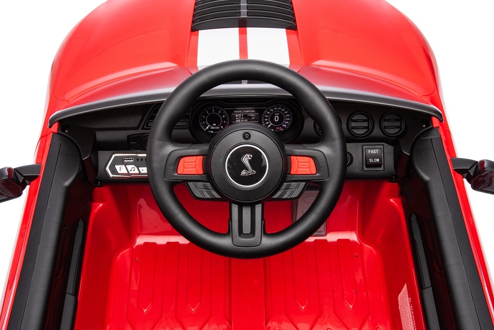 Ford Mustang GT500,12 volt elektrische kinderauto met rubberen banden, leder zitje en meer! - Afbeelding 8