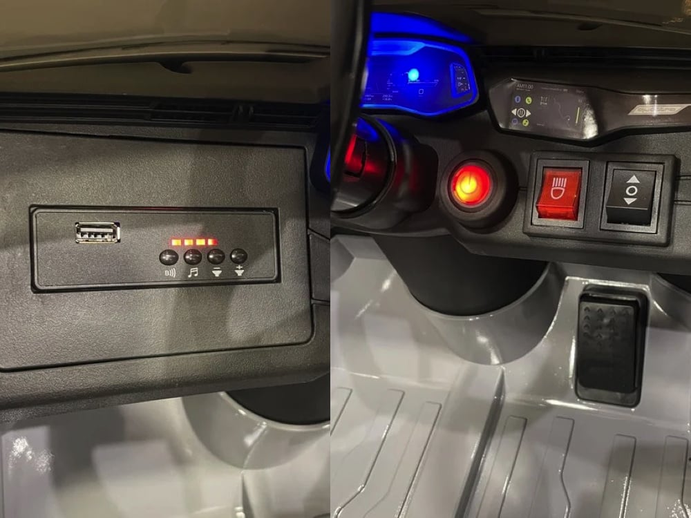 Audi RS6,12 volt elektrische kinderauto met rubberen banden, leder zitje en meer! - Afbeelding 7